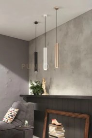 Sospensione filo grande bianco 1 luce attacco gu10 h.40cm d.5,5cm