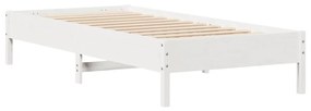 Letto senza materasso bianco 75x190 in legno massello di pino