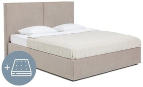 Letto matrimoniale imbottito grigio tortora con contenitore, materasso e rete inclusi 160x200 cm Thessa Bold – Bonami Selection