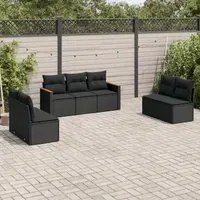 Set Divani da Giardino con Cuscini 7pz Nero Polyrattancod mxl 114322