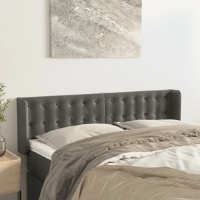 Testiera Ad Orecchio Grigio Scuro 147x16x78/88 Cm İn Velluto /