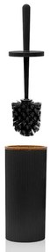 Set 2 pezzi Porta scopino e Pattumiera 5lt Nero dettagli effetto legno Blob