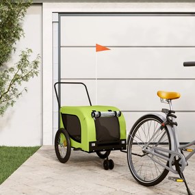 Rimorchio Da Bici Per Animali Verde E Nero Oxford E Ferro /