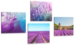 Set di quadri – Lavanda con astrazione
