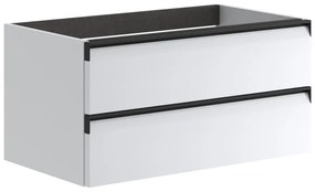 Mobile da bagno sospeso sotto lavabo L 79.5 x H 40 x P 45.5 cm bianco laccato opaco, 2 cassetti VISOBATH Fusion