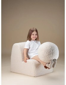 Poltrona per bambini color crema con rivestimento in bouclé Cloud – Wigiwama