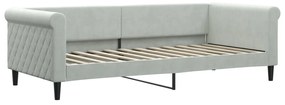 Divano letto estraibile materassi grigio chiaro 90x200 velluto