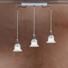 Lampadario Lin. Classico Ferrara Metallo E Ceramica Nero Sfumato Rame 3 Luci E14