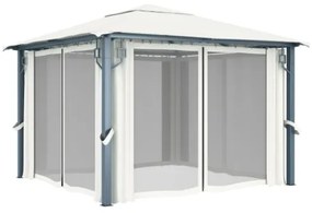 Gazebo con Tenda 300 x 300 cm Crema Alluminio