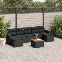 Set Divani da Giardino con Cuscini 8 pz Nero in Polyrattan 3258639