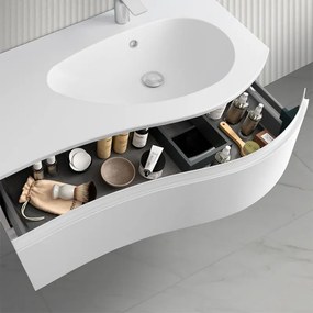 Mobile bagno sospeso 90  cm Melody bianco opaco con vasca e specchio