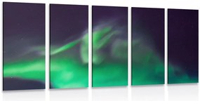 Quadri 5 pezzi – Aurora polare verde nel cielo