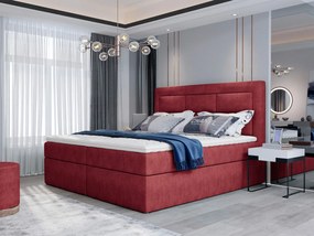 Letto matrimoniale boxspring Maldive - 160 x 200 cm , Tessuto rosso amarena