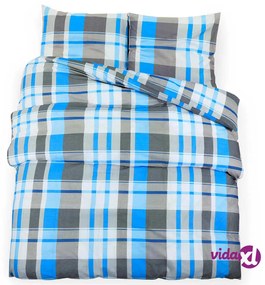 vidaXL Set Copripiumino Blu e Grigio 260x240 cm in Cotone