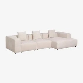 Divano Componibile Chaise Longue Destra 3 Pezzi (↔︎335 Cm) Bruna Velluto A Coste Beige Lin - Sklum