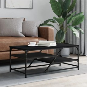 Tavolino Da Salotto Nero 100x49x40 Cm İn Legno Multistrato /