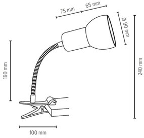 Spot-Light 2224174WF - Lampada con morsetto SVENDA 1xE27/60W/230V
