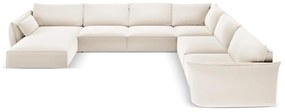 Divano angolare beige (con penisola a destra/a U) con rivestimento in velluto Vanda – Mazzini Sofas