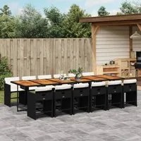 Set da Pranzo da Giardino 13pz con Cuscini Nero in Polyrattan 3277898