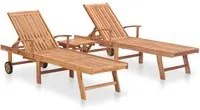 Lettini Prendisole 2 pz con Tavolo in Legno Massello di Teak cod mxl 45548