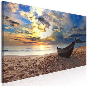 Quadro Boat on the Beach (1 Part) Narrow  Colore Arancione, Dimensioni e Misure 120x40