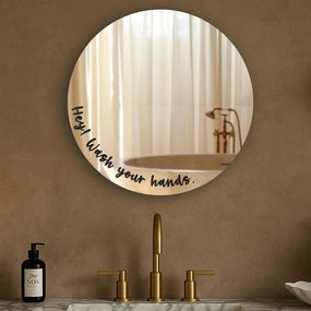 Adesivo per specchio S47 – Hey! Wash your hands. (round)