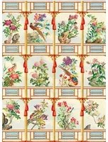 Mindthegap Carta da parati Flowering Wall - Taupe/ Red/ Green/ Blue