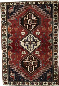 Shiraz Tappeto 110 x 170 Rosso (Iran) Annodato A Mano