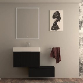 Mobile da bagno sotto lavabo MODULA nero opaco laccato opaco L 70 x H 43 x P 44 cm 3 cassetti, lavabo non incluso