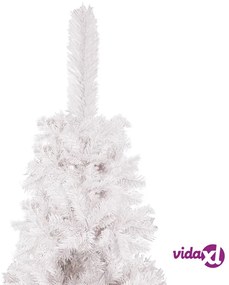 vidaXL Albero di Natale Sottile Preilluminato Bianco 120 cm