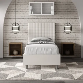 Letto senza rete imbottito 80x190 similpelle bianco Sunny