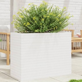 Fioriera Da Giardino Bianca 90x40x68,5cm Legno Massello Di Pino /