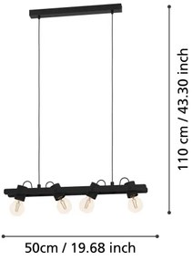 Eglo 43848 - Lampadario a sospensione con filo PLIMSOLL 4xE27/15W/230V