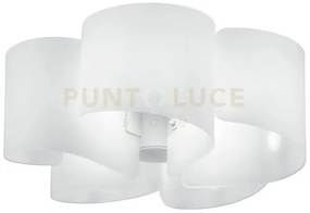 Plafoniera imagine bianca 5 luci attacco e27 63x29,5cm vetro e allu...