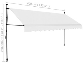 Tenda da Sole Retrattile Manuale con LED 400 cm Crema