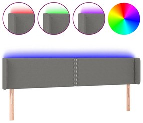 Testiera a led grigio scuro 163x16x78/88 cm in tessuto