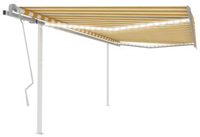 Tenda Da Sole Retrattile Manuale Con Led 4,5x3,5m Gialla Bianca /