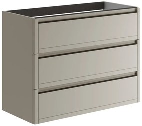 Mobile da bagno sospeso sotto lavabo L 99.5 x H 78 x P 45.5 cm beige opaco, 3 cassetti Tratto