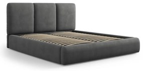 Letto matrimoniale imbottito grigio con contenitore con griglia 200x200 cm Brody - Mazzini Beds