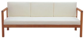 Divano da giardino 3 posti legno massello e cuscini beige L190 cm AKIS