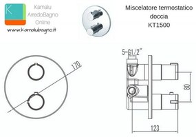 Kamalu - termostatico doccia incasso a 2 uscite kt1500