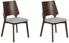 Set di 2 sedie da pranzo tessuto grigio chiaro e legno scuro ABEE Beliani