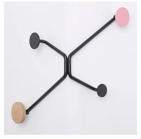 Appendiabiti da parete nero per angolo esterno con dettaglio rosa Hook - Gazzda