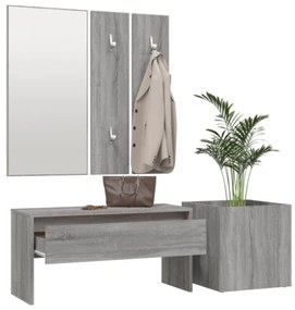 Set di Mobili da Corridoio Grigio Sonoma in Legno Multistrato