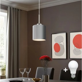 Eglo - Lampadario LED a sospensione su cavo TUNJA 1xE27/60W/230V grigio