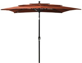 Ombrellone A 3 Livelli Palo İn Alluminio Terracotta 2,5x2,5m /
