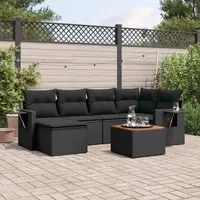 Set Divani da Giardino con Cuscini 7pz Nero Polyrattan 3256993