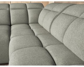 Divano angolare verde polveroso allungabile/con contenitore (con penisola a destra/a L) e rivestimento in bouclé Falconn – ELTAP