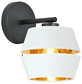 Applique Contemporanea 1 Luce Bellerofonte In Metallo Bianco E Oro