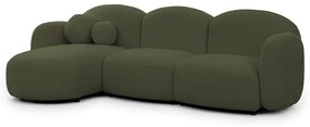 Divano angolare verde (con penisola a sinistra/con chaise lounge) con rivestimento in bouclé Orbit – Ropez
